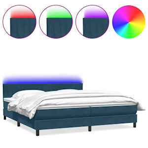 Box spring postel s matrací a LED tmavě modrá 200x210 cm samet - obrázek 2