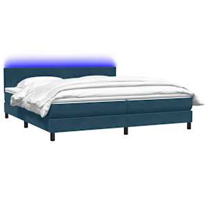 Box spring postel s matrací a LED tmavě modrá 200x210 cm samet - obrázek 3