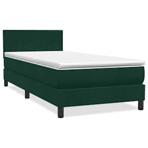 Box spring postel s matrací a LED tmavě zelená 80x220 cm samet - obrázek 3