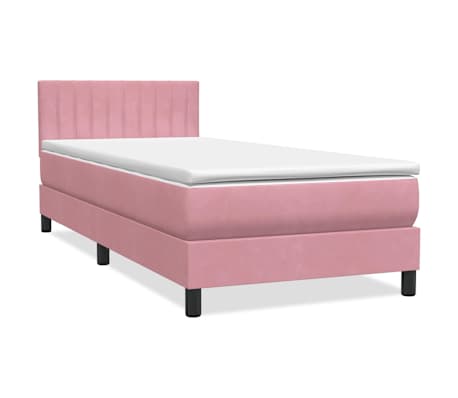 vidaXL Cama box spring con colch&oacute;n y LED terciopelo rosa 80x220 cm