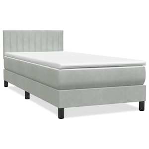 Box spring postel s matrací a LED Světle šedá 90x220 cm Samet - obrázek 3