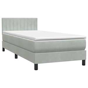 Box spring postel s matrací a LED Světle šedá 90x220 cm Samet - obrázek 5