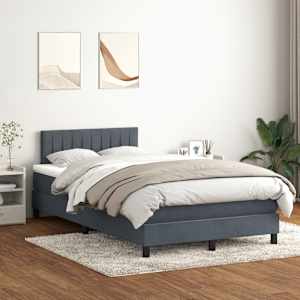 Box spring postelja z vzmetnico LED Temno siva 120x220 cm Velvet