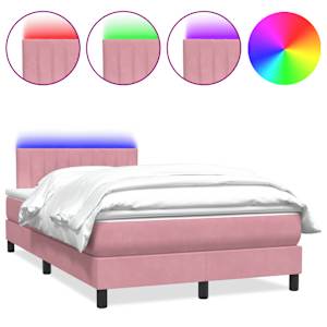 Box spring postel s matrací a LED růžová 120x220 cm samet - obrázek 2