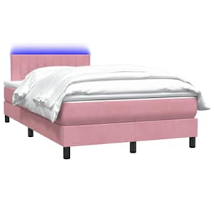 Box spring postel s matrací a LED růžová 120x220 cm samet - obrázek 3