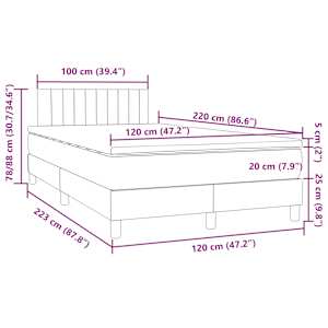 Box spring postel s matrací a LED růžová 120x220 cm samet - obrázek 16