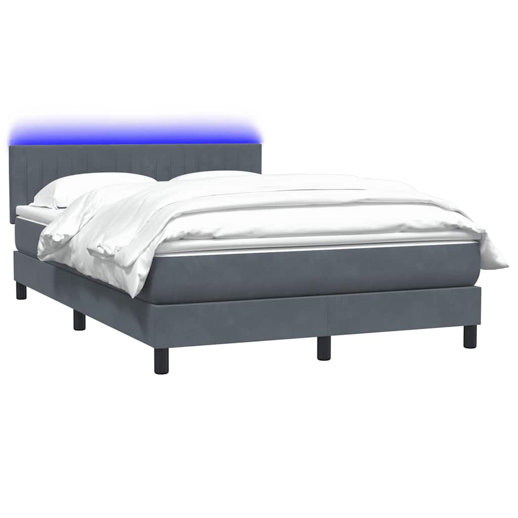 Thumbnail - vidaXL Boxspringbett mit Matratze & LED Dunkelgrau 140x220 cm Samt