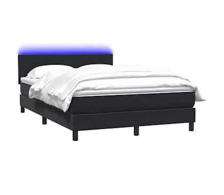 vidaXL &Kappa;&rho;&epsilon;&beta;ά&tau;&iota; Boxspring &mu;&epsilon; &Sigma;&tau;&rho;ώ&mu;&alpha; & LED &Mu;&alpha;ύ&rho;&omicron; 160x220 cm &Beta;&epsilon;&lambda;&omicron;ύ&delta;&iota;&nu;&omicron;