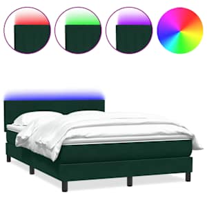 Box spring postel s matrací a LED tmavě zelená 160x220 cm samet - obrázek 2