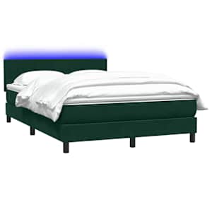 Box spring postel s matrací a LED tmavě zelená 160x220 cm samet - obrázek 3