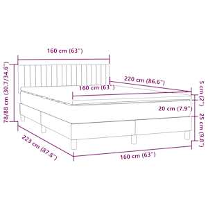 Box spring postel s matrací a LED tmavě zelená 160x220 cm samet - obrázek 16