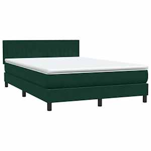 Box spring postel s matrací a LED tmavě zelená 160x220 cm samet - obrázek 5