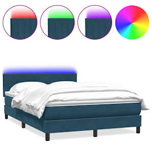 Box spring postel s matrací a LED tmavě modrá 160x220 cm samet - obrázek 2
