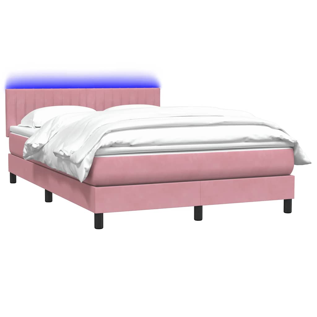 Thumbnail - vidaXL Boxspringbett mit Matratze & LED Rosa 160x220 cm Samt