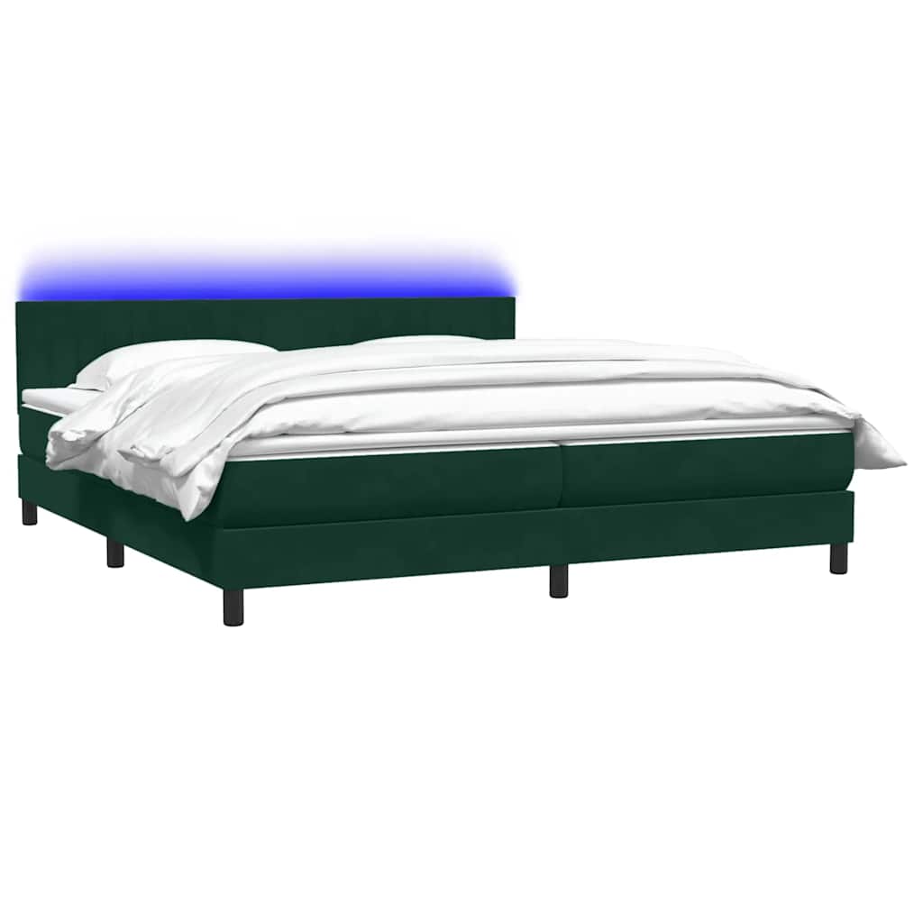 Thumbnail - vidaXL Boxspringbett mit Matratze & LED Dunkelgrün 180x220 cm Samt