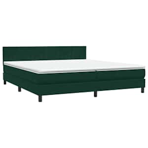 Box spring postel s matrací a LED tmavě zelená 180x220 cm samet - obrázek 5