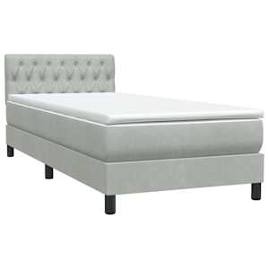 Box spring postel s matrací a LED světle šedá 80x210 cm samet - obrázek 5