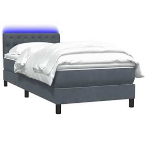 Box spring postel s matrací a LED tmavě šedá 80x210 cm samet - obrázek 3