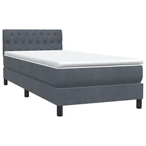 Box spring postel s matrací a LED tmavě šedá 80x210 cm samet - obrázek 5
