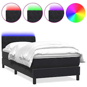 Box spring postel s matrací a LED černá 90x210 cm samet - obrázek 2