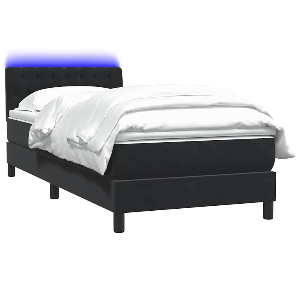 Thumbnail - vidaXL Boxspringbett mit Matratze & LED Schwarz 90x210 cm Samt