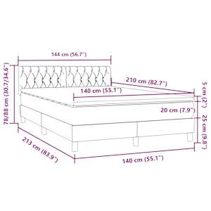 Box spring postel s matrací a LED růžová 140x210 cm samet - obrázek 16