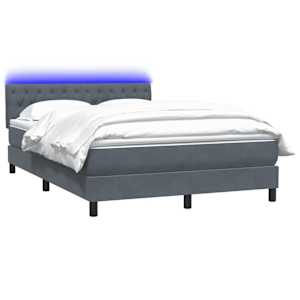 Box spring postel s matrací a LED tmavě šedá 160x210 cm samet - obrázek 3