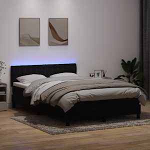 Box spring postel s matrací a LED černá 160x210 cm samet - obrázek 4