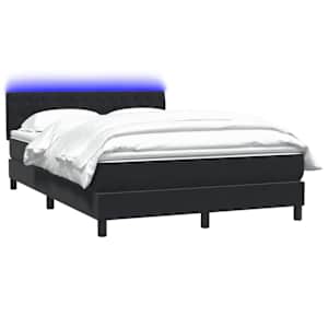 Box spring postelja z vzmetnico LED črna 160x210 cm žamet - slika 3