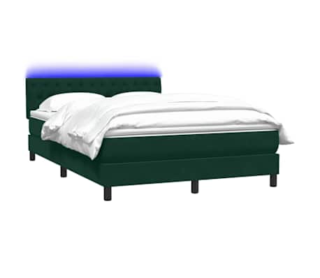 vidaXL Boxspring met matras en LED fluweel donkergroen 160x210 cm