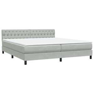 Box spring postel s matrací a LED světle šedá 180x210 cm samet - obrázek 5