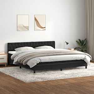 Box spring postel s matrací a LED černá 180x210 cm samet - obrázek 4