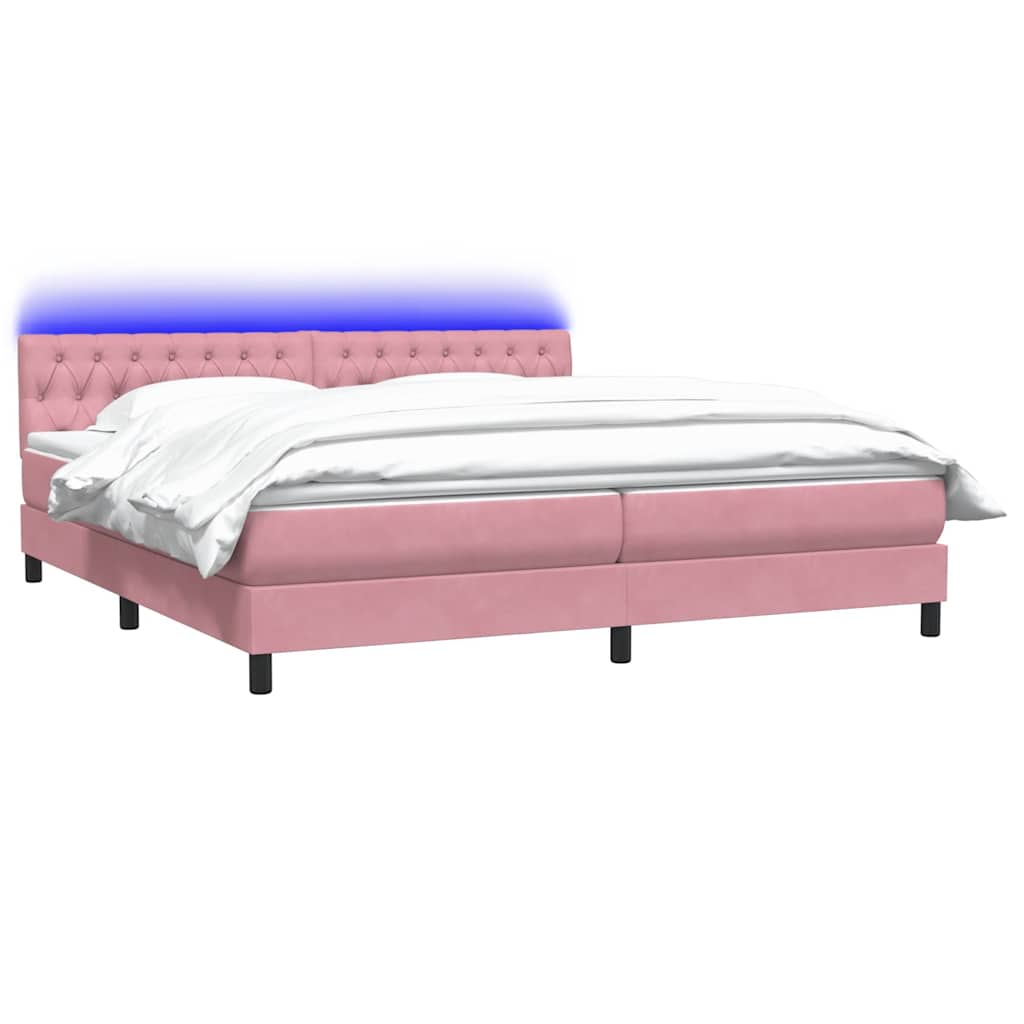 Thumbnail - vidaXL Boxspringbett mit Matratze & LED Rosa 180x210 cm Samt