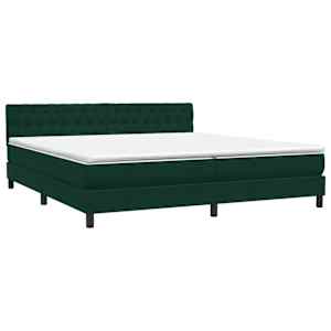 Box spring postel s matrací a LED tmavě zelená 200x210 cm samet - obrázek 5