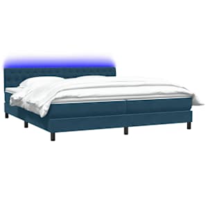 Box spring postel s matrací a LED tmavě modrá 200x210 cm samet - obrázek 3