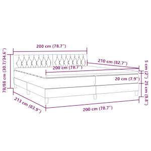 Box spring postel s matrací a LED tmavě modrá 200x210 cm samet - obrázek 16