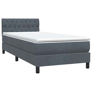 Box spring postel s matrací a LED tmavě šedá 80x220 cm samet - obrázek 5