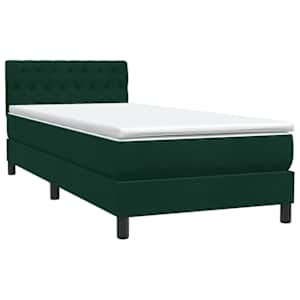 Box spring postel s matrací a LED tmavě zelená 80x220 cm samet - obrázek 5