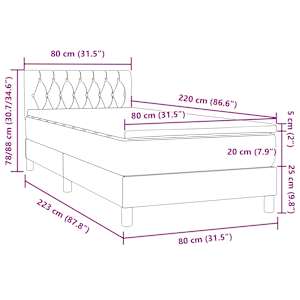 Box spring postel s matrací a LED tmavě modrá 80x220 cm samet - obrázek 16