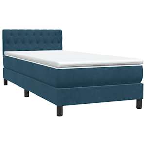 Box spring postel s matrací a LED tmavě modrá 80x220 cm samet - obrázek 5