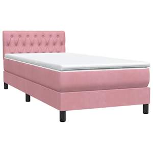 Box spring postel s matrací a LED růžová 80x220 cm samet - obrázek 5