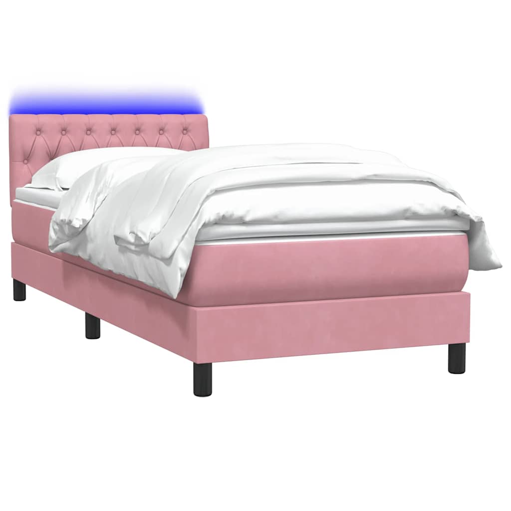 Thumbnail - vidaXL Boxspringbett mit Matratze & LED Rosa 90x220 cm Samt