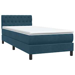 Box spring postel s matrací a LED tmavě modrá 100x220 cm samet - obrázek 5