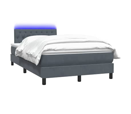 vidaXL Box Spring krevet s madracem i LED tamno sivi 120x220 cm bar&scaron;un