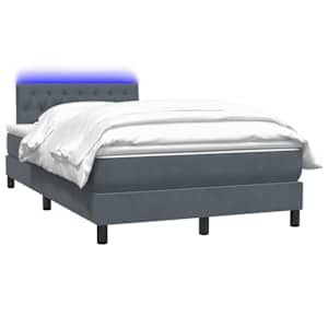 vidaXL Box Spring krevet s madracem i LED tamno sivi 120x220 cm bar&scaron;un