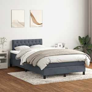 Box spring postelja z vzmetnico LED Temno siva 120x220 cm Velvet