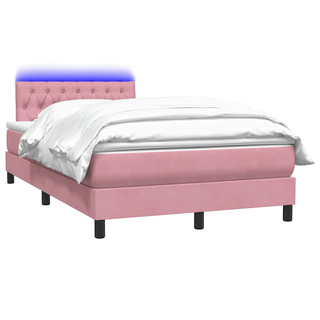 Thumbnail - vidaXL Boxspringbett mit Matratze & LED Rosa 120x220 cm Samt