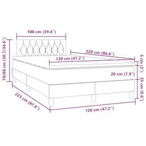 Box spring postel s matrací a LED růžová 120x220 cm samet - obrázek 16