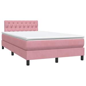 Box spring postel s matrací a LED růžová 120x220 cm samet - obrázek 5