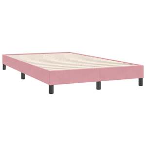 Box spring postel s matrací a LED růžová 120x220 cm samet - obrázek 6